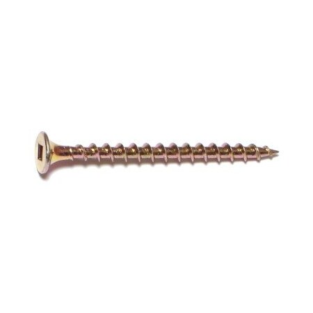Buildright 2 in, Square Drive, Flat Head Wood Screw, Zinc Yellow Steel, 3500 PK 07416
